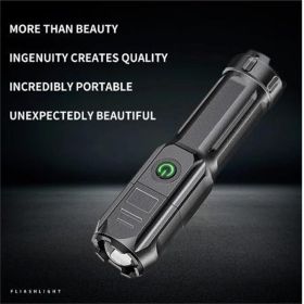 Flashlight Outdoor Lighting Lamp Telescopic Zoom Strong Light Flashlight USB Charging Small Portable Spotlight Long-Range Flood