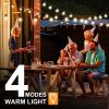 48FT Solar Outdoor String Lights With 15 Bulbs S14 Waterproof LED Patio Lights With 4 Lighting Modes For Garden;  Party