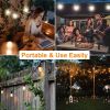 48FT Solar Outdoor String Lights With 15 Bulbs S14 Waterproof LED Patio Lights With 4 Lighting Modes For Garden;  Party