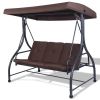 3 Seats Outdoor Swing Hammock with Adjustable Tilt Canopy