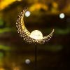 1pc Solar Lawn Light; Outdoor Moon Stake Metal Lights; Waterproof Warm White LED For Lawn Patio Courtyard Decoration