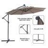 10 FT Solar LED Patio Outdoor Umbrella Hanging Cantilever Umbrella Offset Umbrella Easy Open Adustment with 32 LED Lights