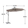 10 FT Solar LED Patio Outdoor Umbrella Hanging Cantilever Umbrella Offset Umbrella Easy Open Adustment with 32 LED Lights