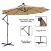 10 FT Solar LED Patio Outdoor Umbrella Hanging Cantilever Umbrella Offset Umbrella Easy Open Adustment with 32 LED Lights